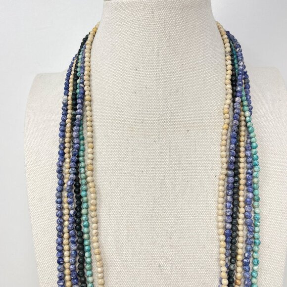 Stone Beads 6 Continuous Strands Necklaces  Blue Coastal Craft‎ or Ready to Wear - Picture 5 of 8